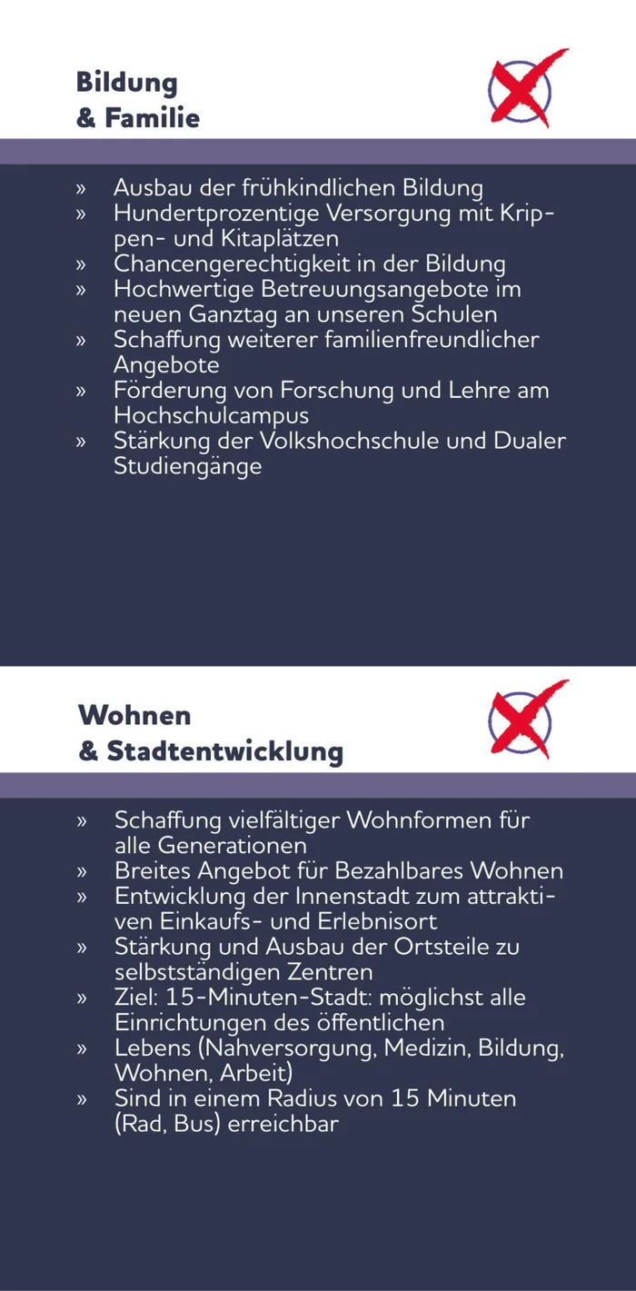 Wahlkampfflyer, Innenseite, aufgeklappte Spalte 2 von 4
